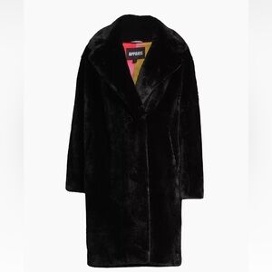 Apparis Black Faux Fur coat, women’s size XL. NWOT